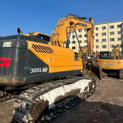 Yellow Hyundai 305 Excavadora usada excavadora 198kw 1900rpm máquina de construcción de segunda mano