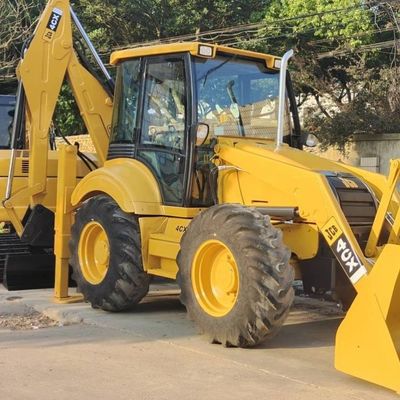 74.6kW JCB 4CX Cargador usado Amarillo 4378kg Elevador de segunda mano Cargador de retroexcavadora Rueda en movimiento