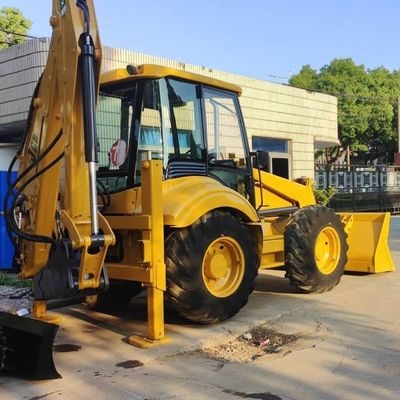 74.6kW JCB 4CX Cargador usado Amarillo 4378kg Elevador de segunda mano Cargador de retroexcavadora Rueda en movimiento