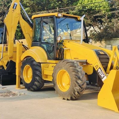 74.6kW JCB 4CX Cargador usado Amarillo 4378kg Elevador de segunda mano Cargador de retroexcavadora Rueda en movimiento